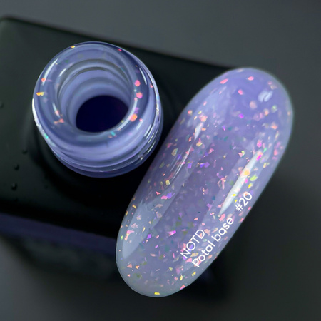 NAILSOFTHEDAY Potal Base 20 – fioletowa baza z holograficznymi płatkami, 10 ml