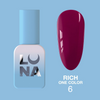 LUNAmoon Gel polish Rich One Color nr.6, 8 ml - lakier hybrydowy